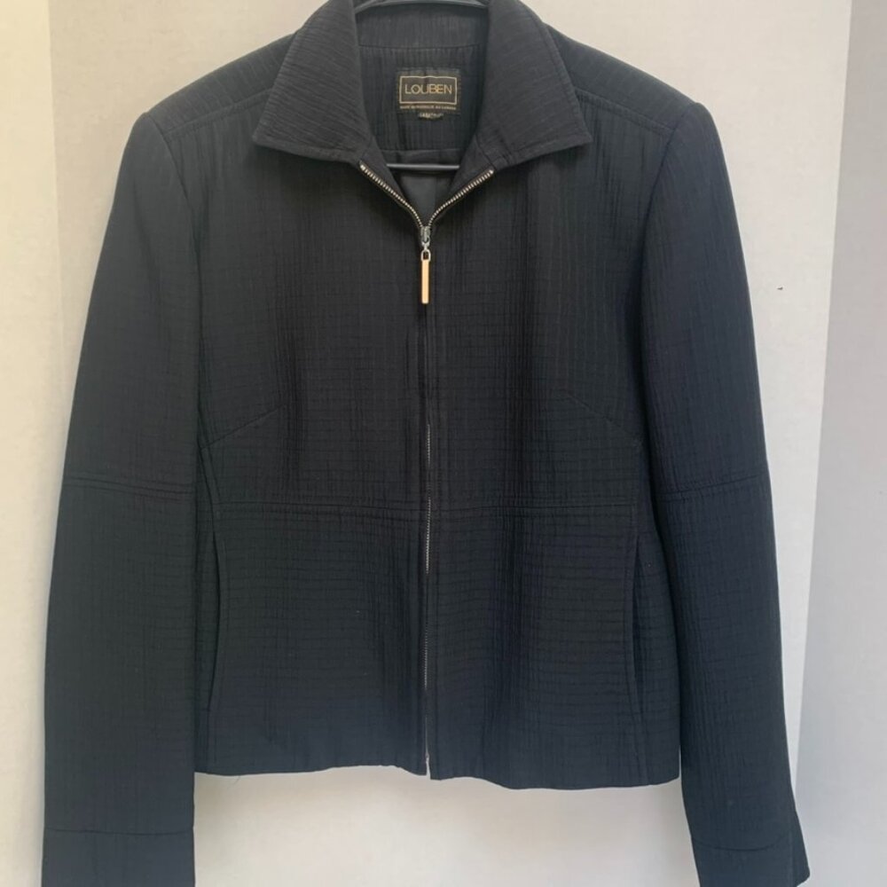 Louben Womens Black Size Medium Polyester Short Jacket Business Casual Blazer